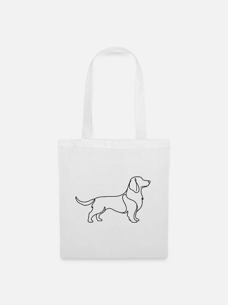 Dackel Lineart – Minimalistisches Hundemotiv - Stoffbeutel - Weiß