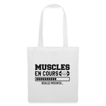 Muskeln im Aufbau... Bodybuilding lustiger Humor - Stoffbeutel - Weiß - Vorne