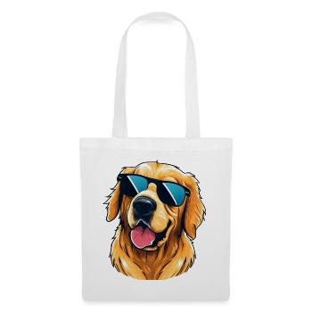 Golden Retriever portant des lunettes de soleil - Sac en tissu - blanc - Devant