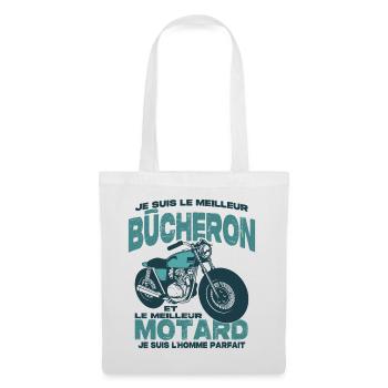 Le meilleur motard et le meilleur bûcheron - Sac en tissu - blanc - Devant