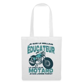 Le meilleur motard et le meilleur éducateur - Sac en tissu - blanc - Devant
