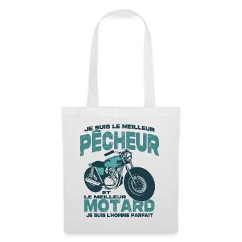 Le meilleur motard et le meilleur pêcheur - Sac en tissu - blanc - Devant