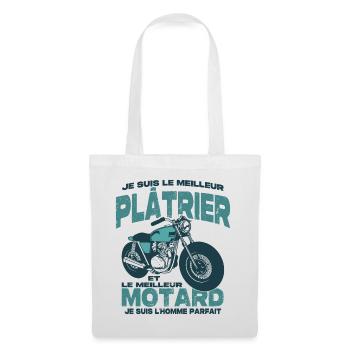 Le meilleur motard et le meilleur plâtrier - Sac en tissu - blanc - Devant