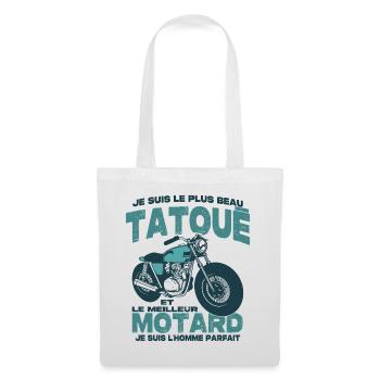 Le meilleur motard et le le plus beau tatoué - Sac en tissu - blanc - Devant