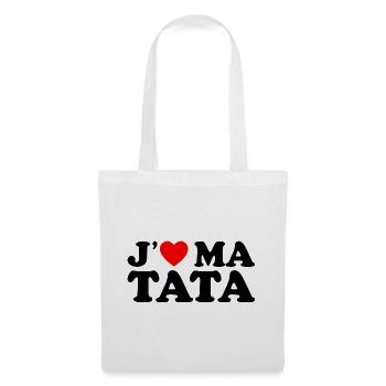 J'aime Ma Tata Cadeau Tante Coeur Rouge - Sac en tissu - blanc - Devant
