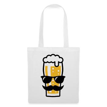 Bierglas (Bier / Sonnenbrille / Schnurrbart / 2C) - Stoffbeutel - Weiß - Vorne