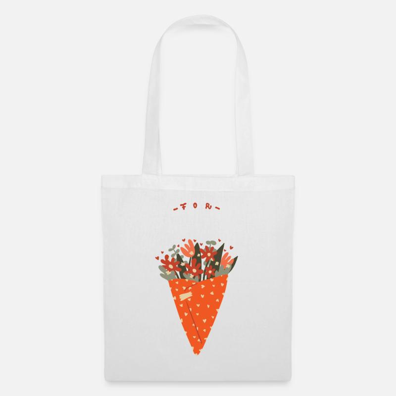 Bouquet de fleurs – Salutations chaleureuses - Sac en tissu - blanc