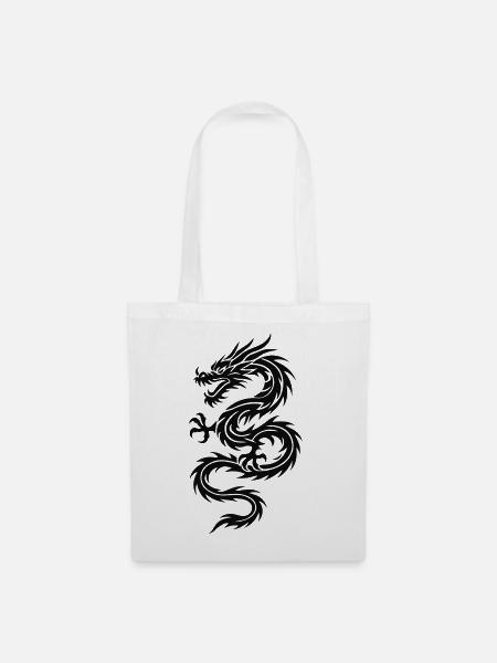 Drache Dragon - Stoffbeutel - Weiß