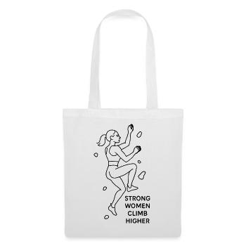 Strong Women Climb Higher – Female Climber Line Art - Tote Bag - white - Front