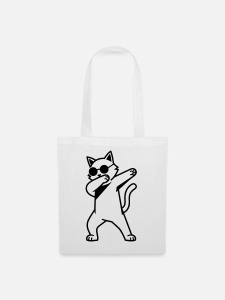 Cat Dab - Stoffbeutel - Weiß