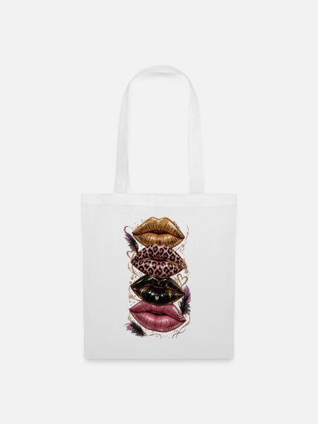 Glamour Lippenkollage Leopardenglanz - Stoffbeutel - Weiß