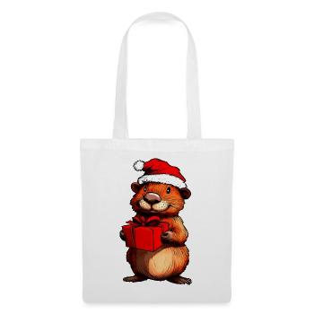 Biber Weihnachtsmann - Stoffbeutel - Weiß - Vorne