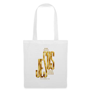 Der Name Jesus hat Kraft Jesus Geschenkidee - Stoffbeutel - Weiß - Vorne