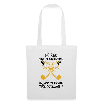 80 ans bouteille petillant anniversaire - Sac en tissu - blanc - Devant