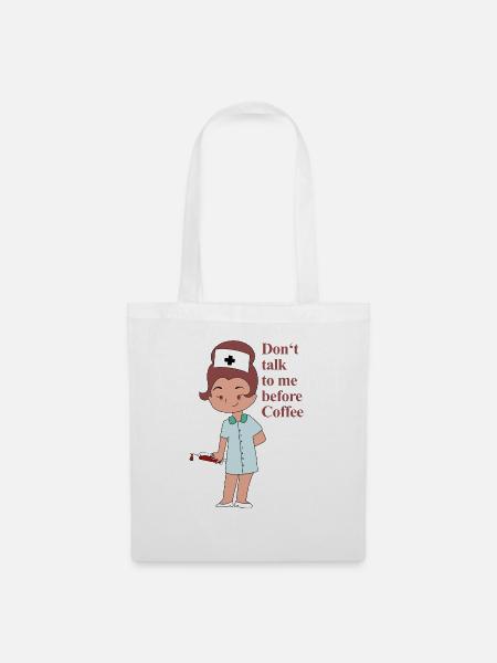 Nurse, dont talk to me before coffee - Stoffbeutel - Weiß