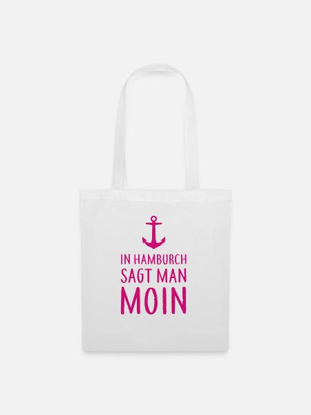 In Hamburch sagt man MOIN - Nordsee Küste Hamburg - Stoffbeutel - Weiß