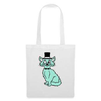 Sir Cat Gentleman Chapeau haut de forme Monocle Rich Gentleman - Sac en tissu - blanc - Devant