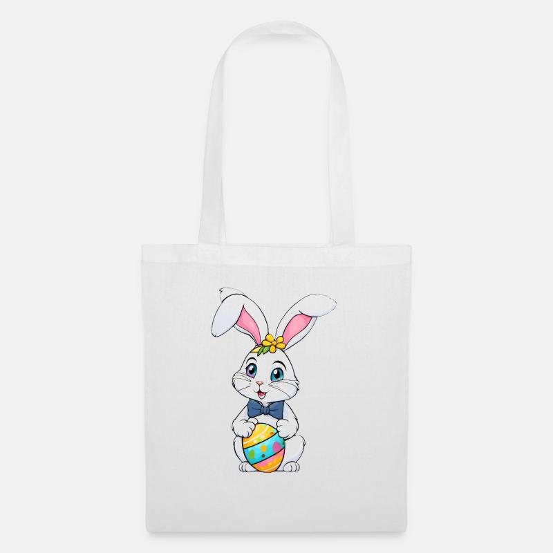 Osterhase mit Ostereiern - Stoffbeutel - Weiß