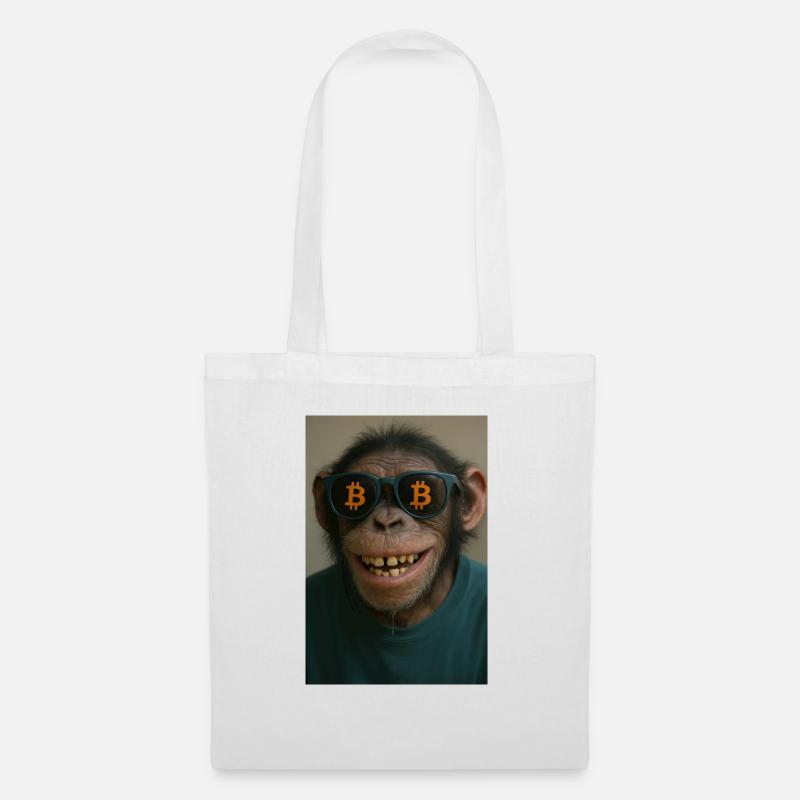 Bitcoin meets Monkey Joe - Stoffbeutel - Weiß