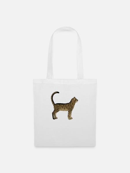 Getigerte Katze steht - Stoffbeutel - Weiß