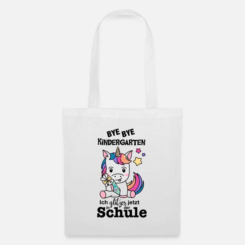 Schulkind Einhorn (bunt/schwarz) - Stoffbeutel - Weiß