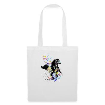 Cheval,Peinture,Coloré,Chevaux,Graffiti,Étoiles - Sac en tissu - blanc - Devant