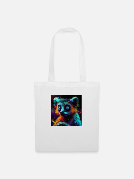 Farbiger Lemur, einzigartiges Design - Stoffbeutel - Weiß