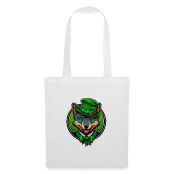 Cute Wolf St. Patrick's Day Hat with Green Eyes - Tote Bag - white - Front