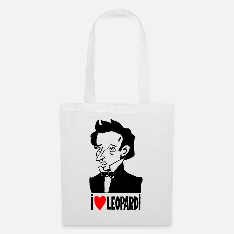 Porträt Giacomo Leopardi - Stoffbeutel - Weiß
