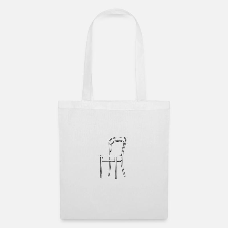 Thonet Cafestuhl - Zeichnung Geschenkidee - Stoffbeutel - Weiß
