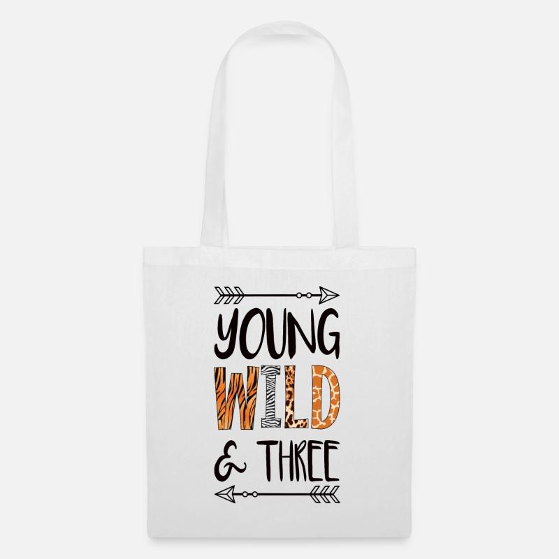 Young Wild And Three Geburtstag Shirt - Stoffbeutel - Weiß