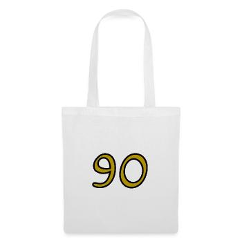 90. 90 ANS. 90e ANNIVERSAIRE. ANNIVERSAIRE 90 ANS. - Sac en tissu - blanc - Devant