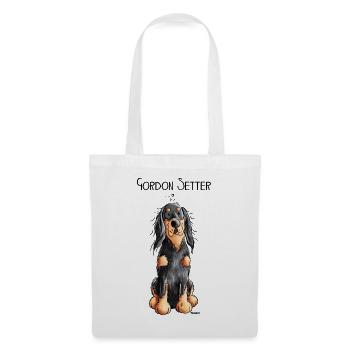 Drôle Gordon Setter dessin animé - Chien - Cadeau - Sac en tissu - blanc - Devant