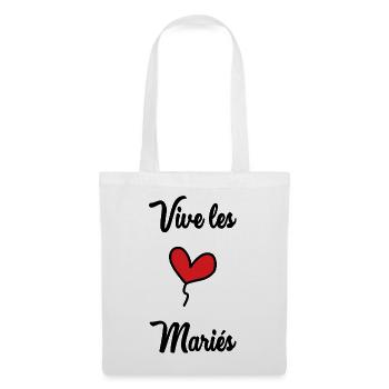 COUPLE. JUST MARRIED. EVJF. SAINT VALENTIN. LOVE. - Sac en tissu - blanc - Devant