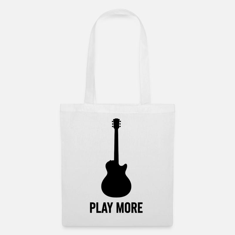 Play More – Bold Guitar Silhouette Music Lover T-S - Stoffbeutel - Weiß