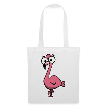 Cheerful Pink Flamingo Cartoon - Tote Bag - white - Front