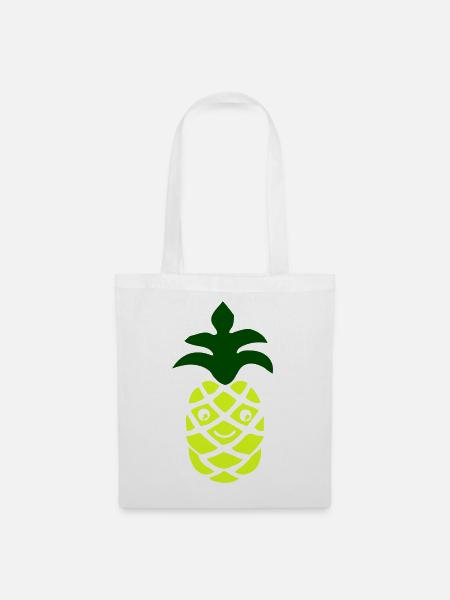 Neon Ananas Cartoonfreude - Stoffbeutel - Weiß