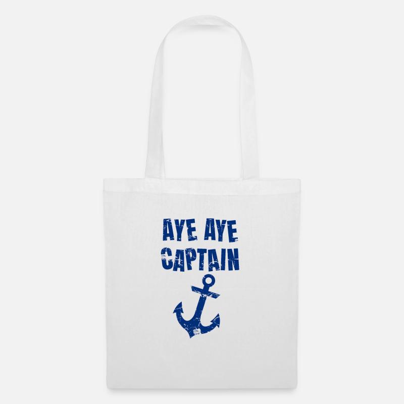 Aye Aye Captain vintage Spruch Seefahrer Küste - Stoffbeutel - Weiß