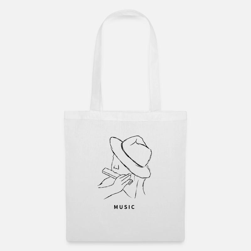 Music drawing harmonica hat minimalist - Tote Bag - white