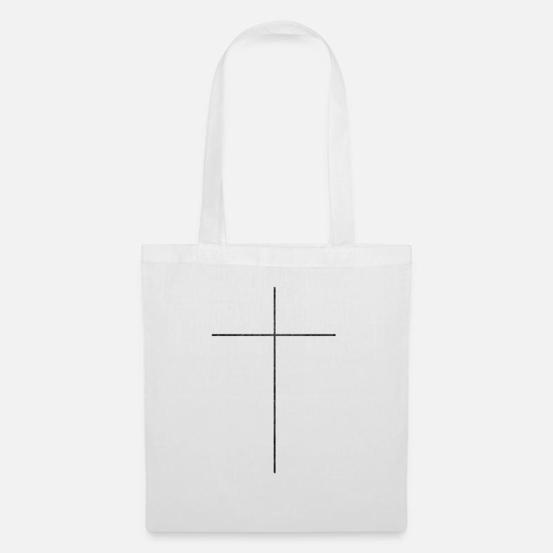Thin Cross - Black - Tote Bag - white