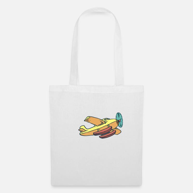 Cartoon Flugzeug Kinder | Tshirt & Geschenk - Stoffbeutel - Weiß