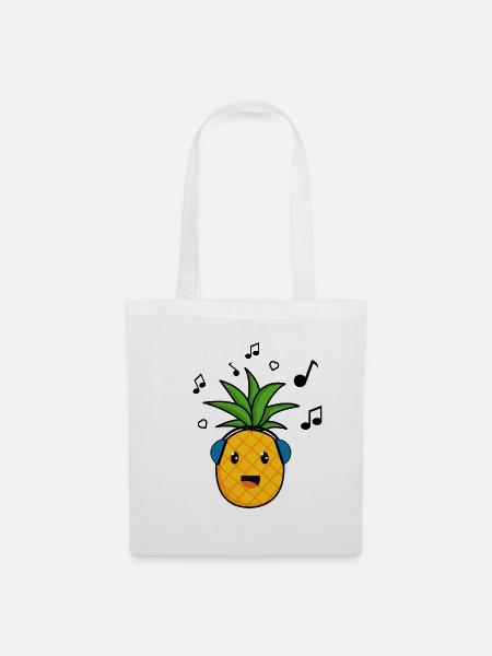 Musical Pineapple , Ananas - Stoffbeutel - Weiß