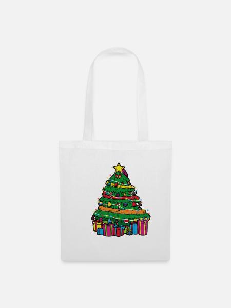 Schmuckvoller Christbaum Weihnachtsbaum - Stoffbeutel - Weiß
