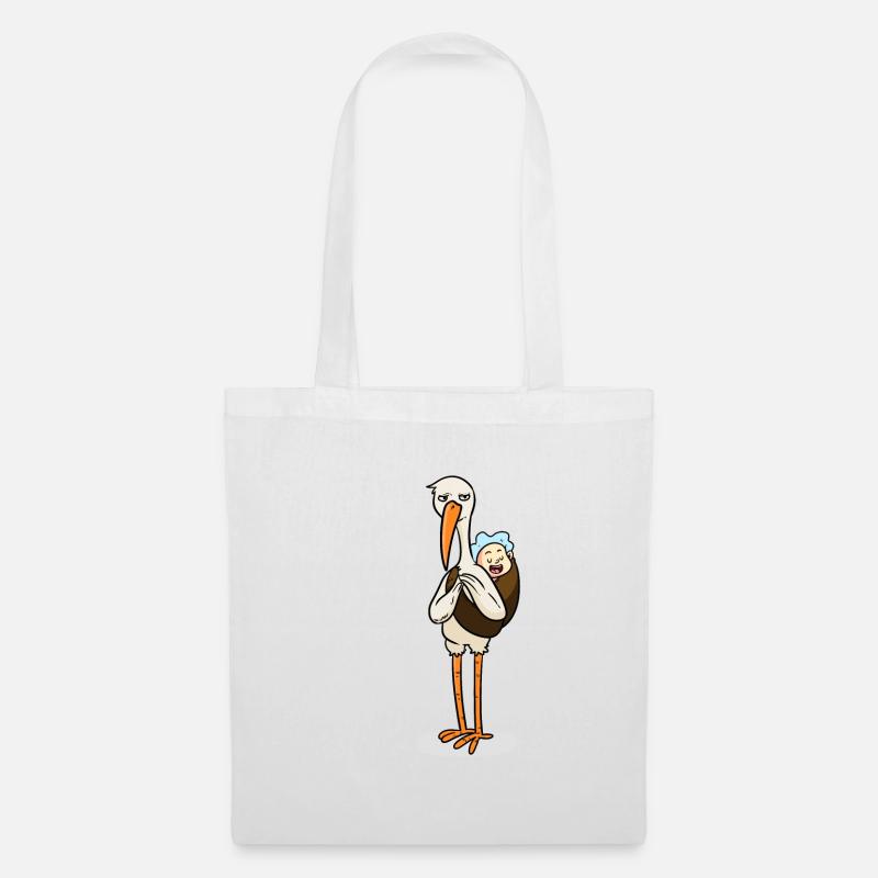 Cigogne avec bébé - Sac en tissu - blanc