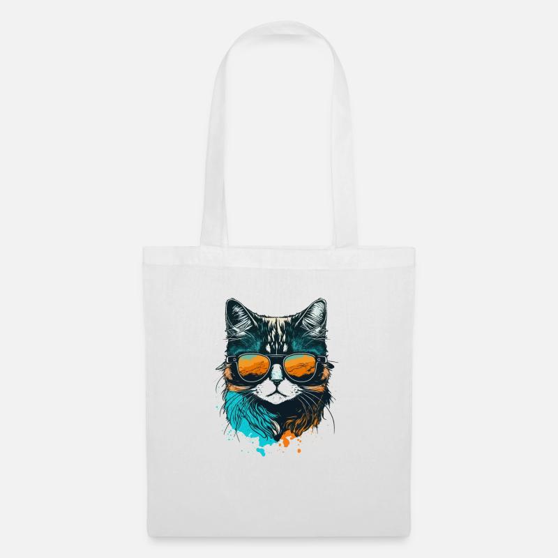 Coole Katze - Stoffbeutel - Weiß