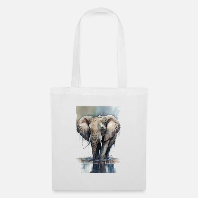Elefant Aquarell - Stoffbeutel - Weiß