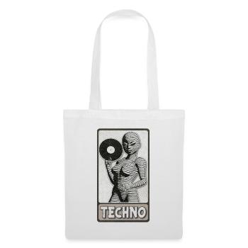 Sexy woman DJ with a vinyl record in her hand. - Tote Bag - white - Front