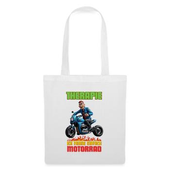 Ich brauche keine Therapie, ich fahre Motorrad - Stoffbeutel - Weiß - Vorne