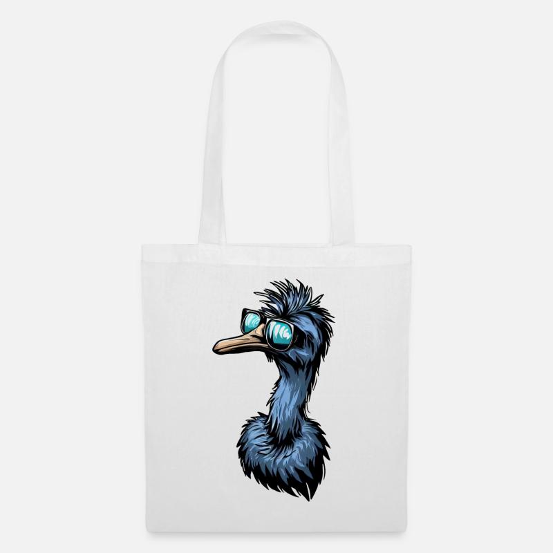 Emu & Strauß mit Cooler Sonnenbrille - Stoffbeutel - Weiß