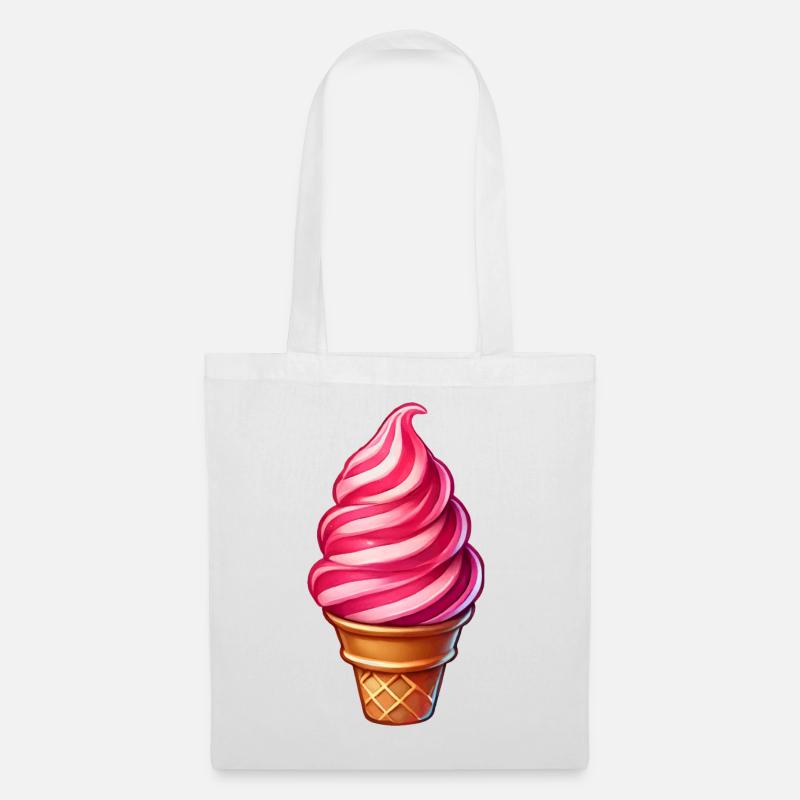 Zuckerstangen Eis-Motiv in einem süßen Eisbecher - Stoffbeutel - Weiß